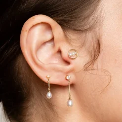 Circle Trio Pearl Stud