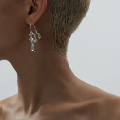 Dangling Drape Earrings (Silver)