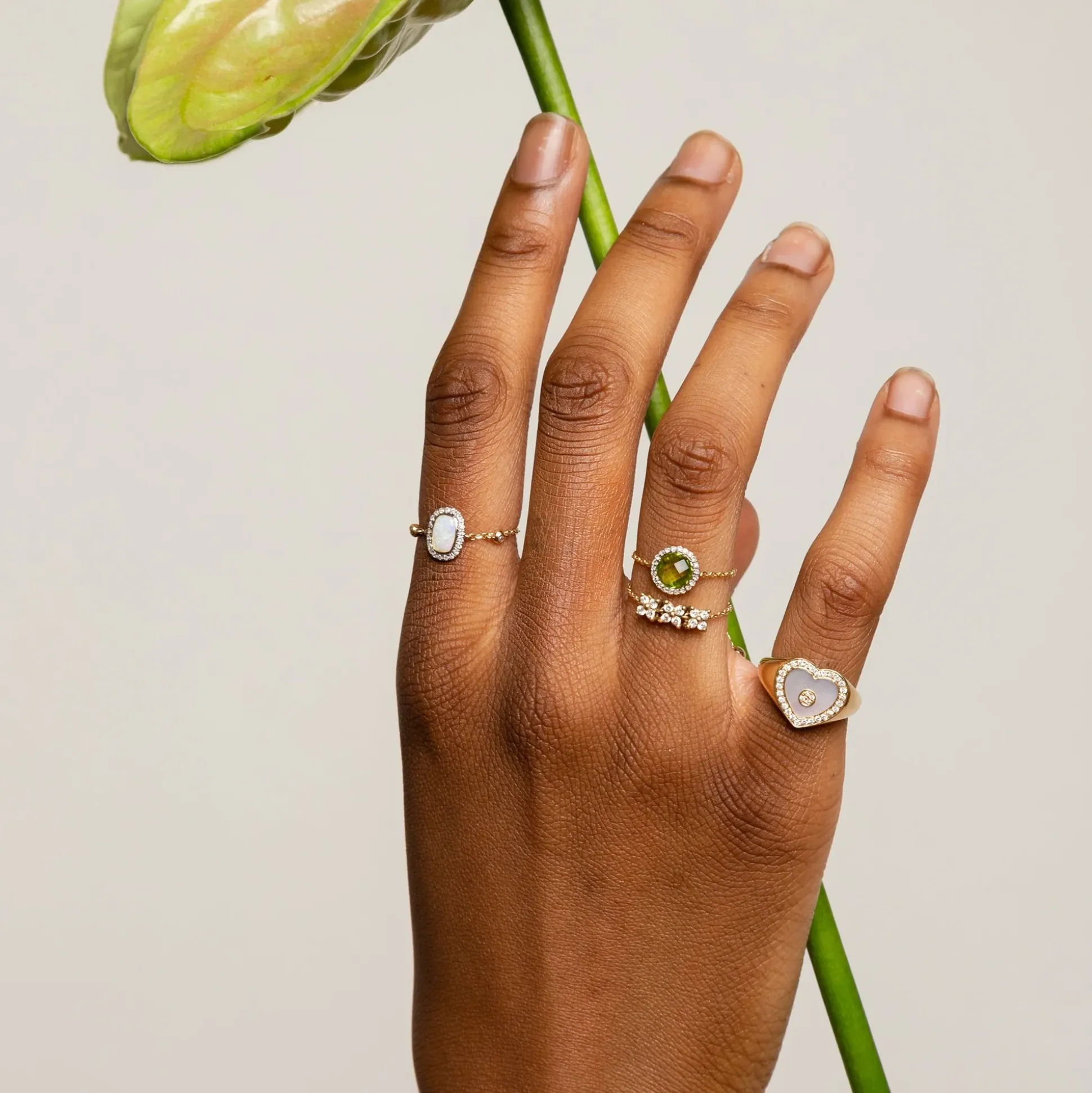 Love Heart Mother Of Pearl Signet Ring